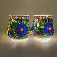 Kunti Craft Handmade Mosaic Tealight Candle Holders for Home Decoration, Mosaic Glass | Diwali Lighting for Home Decoration, Diwali Decoration Items, Diwali Gifts Item | Pack of 2-thumb1