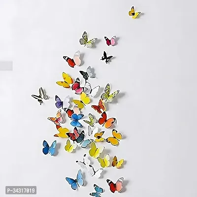 3 D Butterfly Stickers for Wall(vc Vinyl, 21 Cm X 29.7 Cm, 19 Pieces)-thumb0