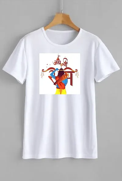 Trendy Polyester JSR Printed Round Neck White T-Shirt For Men