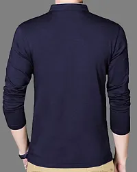 Navy Blue Cotton Tshirt For Men-thumb1