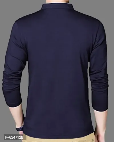 Navy Blue Cotton Tshirt For Men-thumb2