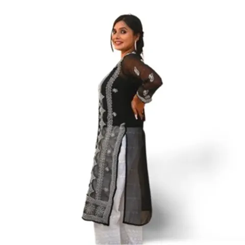 Stylish Cotton Blend Chikankari Straight Kurta