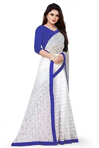 VANRAJ CREATION Women's rasal Net Saree With Unstitched Blouse Piece 004 (Royal Blue)-thumb3