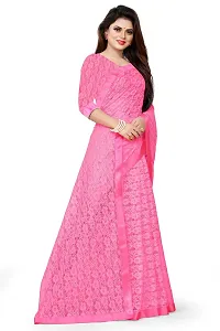 VANRAJ CREATION Women's rasal Net Saree With Unstitched Blouse Piece 004 (Rama) (Pink)-thumb3