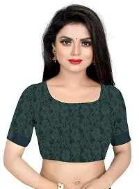 VANRAJ CREATION Women's Net Saree With Unstiched Blouse Piece (RAMA GREEN)-thumb4