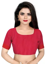 VANRAJ CREATION Women's Net Saree With Unstiched Blouse Piece. (RED)-thumb4