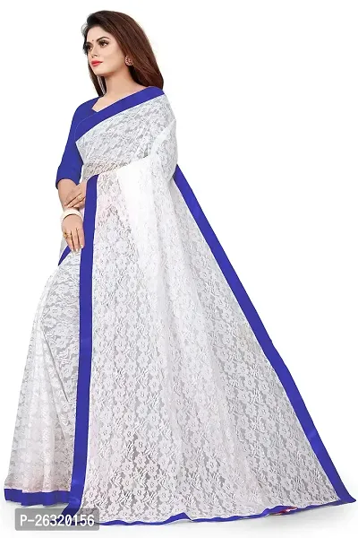 VANRAJ CREATION Women's rasal Net Saree With Unstitched Blouse Piece 004 (Royal Blue)-thumb3