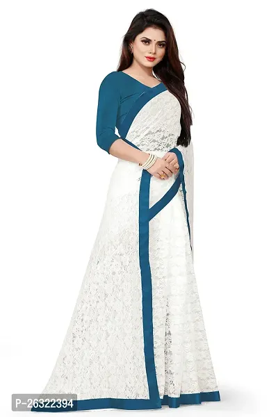 VANRAJ CREATION Women's Net Saree With Unstiched Blouse Piece. (RAMA)-thumb4