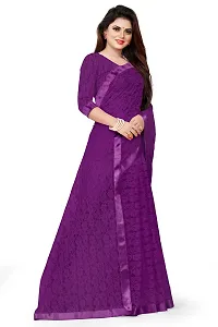 VANRAJ CREATION Women's Net Saree With Unstiched Blouse Piece (PURPLE)-thumb2