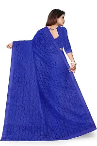 VANRAJ CREATION Women's Net Saree With Unstiched Blouse Piece (ROYAL BLUE)-thumb1