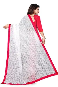 VANRAJ CREATION Women's Net Saree With Unstiched Blouse Piece. (RED)-thumb1