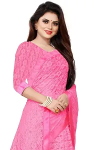 VANRAJ CREATION Women's Net Saree With Unstiched Blouse Piece (PINK)-thumb4