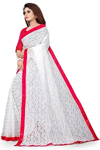 VANRAJ CREATION Women's rasal Net Saree With Unstitched Blouse Piece 004 (Red)-thumb2