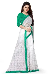 VANRAJ CREATION Women's Net Saree With Unstiched Blouse Piece. (GREEN)-thumb3