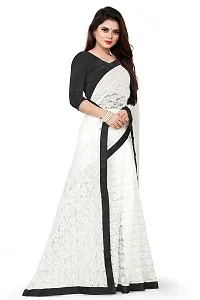 VANRAJ CREATION Women's Net Saree With Unstiched Blouse Piece. (BLACK)-thumb3