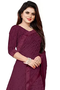 VANRAJ CREATION Women's Net Saree With Unstiched Blouse Piece (MAROON)-thumb4