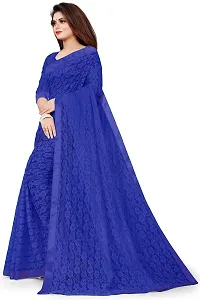 VANRAJ CREATION Women's Net Saree With Unstiched Blouse Piece (ROYAL BLUE)-thumb2