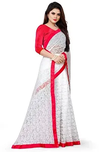 VANRAJ CREATION Women's rasal Net Saree With Unstitched Blouse Piece 004 (Red)-thumb3