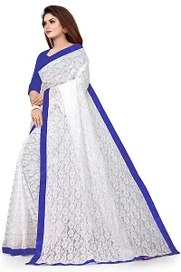 VANRAJ CREATION Women's Net Saree With Unstiched Blouse Piece. (ROYAL BLUE)-thumb2