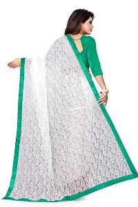 VANRAJ CREATION Women's Net Saree With Unstiched Blouse Piece. (GREEN)-thumb1