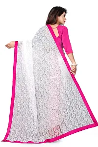 VANRAJ CREATION Women's rasal Net Saree With Unstitched Blouse Piece 004 (Pink)-thumb1