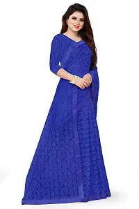 VANRAJ CREATION Women's Net Saree With Unstiched Blouse Piece (ROYAL BLUE)-thumb3