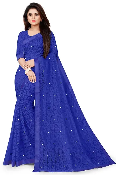 VANRAJ CREATION Women's rasal Net Saree With Unstitched Blouse Piece 007