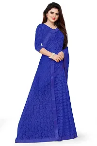 VANRAJ CREATION Women's rasal Net Saree With Unstitched Blouse Piece 004 (Rama) (Royal Blue)-thumb3