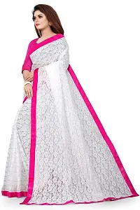 VANRAJ CREATION Women's rasal Net Saree With Unstitched Blouse Piece 004 (Pink)-thumb2