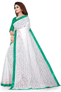 VANRAJ CREATION Women's Net Saree With Unstiched Blouse Piece. (GREEN)-thumb2