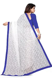 VANRAJ CREATION Women's Net Saree With Unstiched Blouse Piece. (ROYAL BLUE)-thumb1