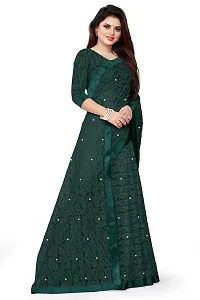 VANRAJ CREATION Women's Net Saree With Unstiched Blouse Piece (RAMA GREEN)-thumb3