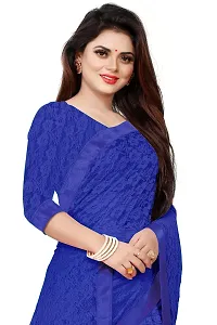 VANRAJ CREATION Women's Net Saree With Unstiched Blouse Piece (ROYAL BLUE)-thumb4