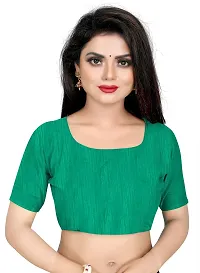 VANRAJ CREATION Women's Net Saree With Unstiched Blouse Piece. (GREEN)-thumb4