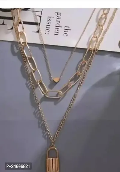Stylish Alloy 3 Layered Necklace Set For Women-thumb0