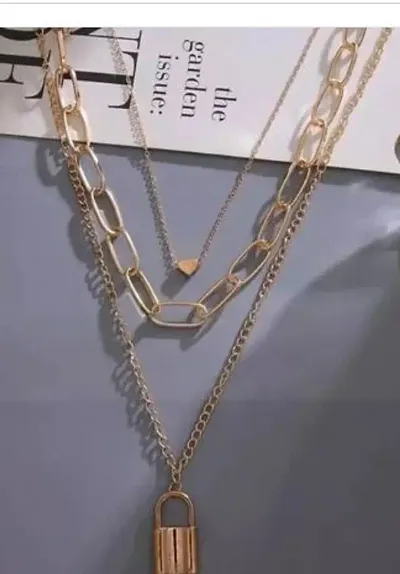 Stylish Alloy 3 Layered Necklace Set For Women