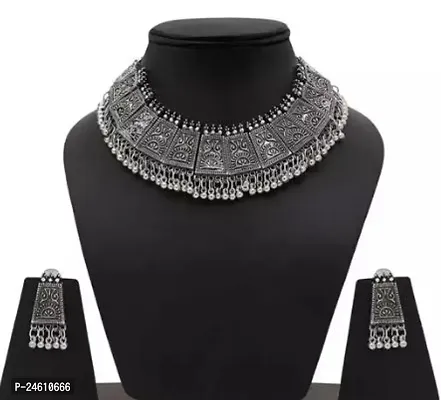 Sparkliza Silver Oxidised Jewellery Set For Girls And Womens-thumb0