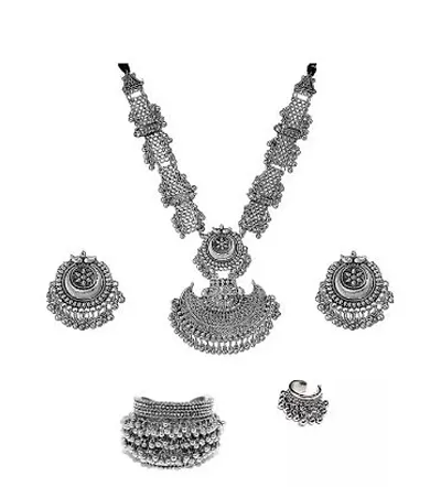 Shimmering Alloy Silver Plated Jewellery Sets