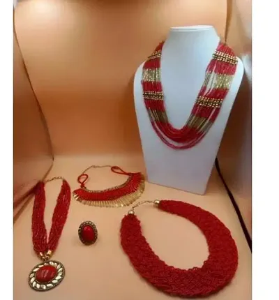 Trendy Designer Brass Jewellery Set Combo