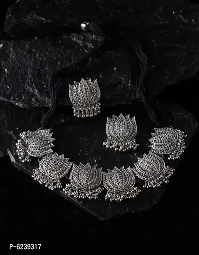 Stylish Five Metal Oxidized Silver Jewellery Sets For Women-thumb0