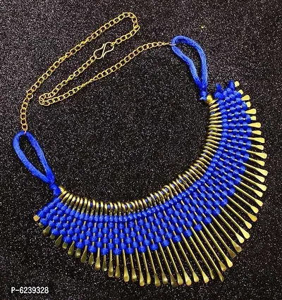 Alluring Alloy Gold Plated Afghani Necklace For Women-thumb0