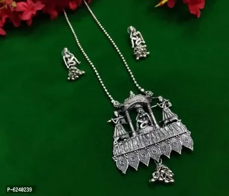 Traditional Alloy Silver Plated Jewellery Set For Women-thumb0