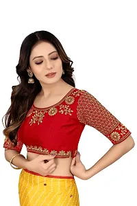 Vrundavan Enterprise Special Embroidery Desiegn Choli Blouse Piece in Phantom Fabric. (Red)-thumb3