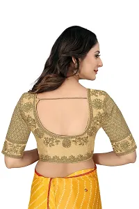 Vrundavan Enterprise Special Embroidery Desiegn Choli Blouse Piece in Phantom Fabric. (Cream)-thumb4