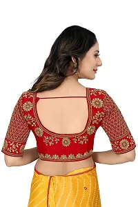 Vrundavan Enterprise Special Embroidery Desiegn Choli Blouse Piece in Phantom Fabric. (Red)-thumb2