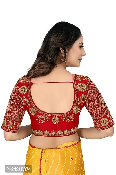 Vrundavan Enterprise Special Embroidery Desiegn Choli Blouse Piece in Phantom Fabric. (Red)-thumb3
