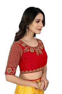 Vrundavan Enterprise Special Embroidery Desiegn Choli Blouse Piece in Phantom Fabric. (Red)-thumb1