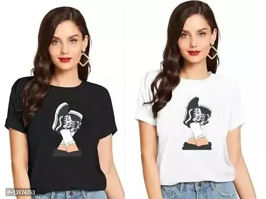 Fancy Cotton Printed T-shirt for Womens Pack of 2