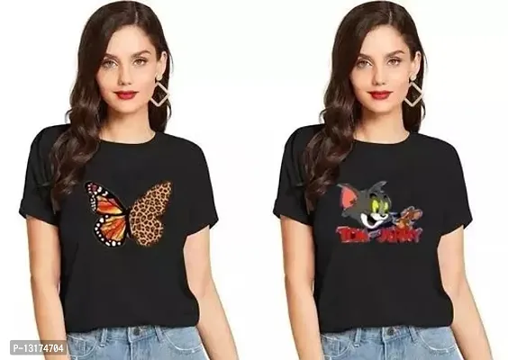 Fancy Cotton Printed T-shirt for Womens Pack of 2