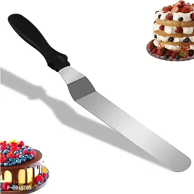 Angular Cake Palette Knife | Steel Icing Spatula | Cake Knife | Cream Icing Frosting Spatula | Baking Kitchen Pastry Cake Decoration Tool (10in ) (1 Pc)-thumb0